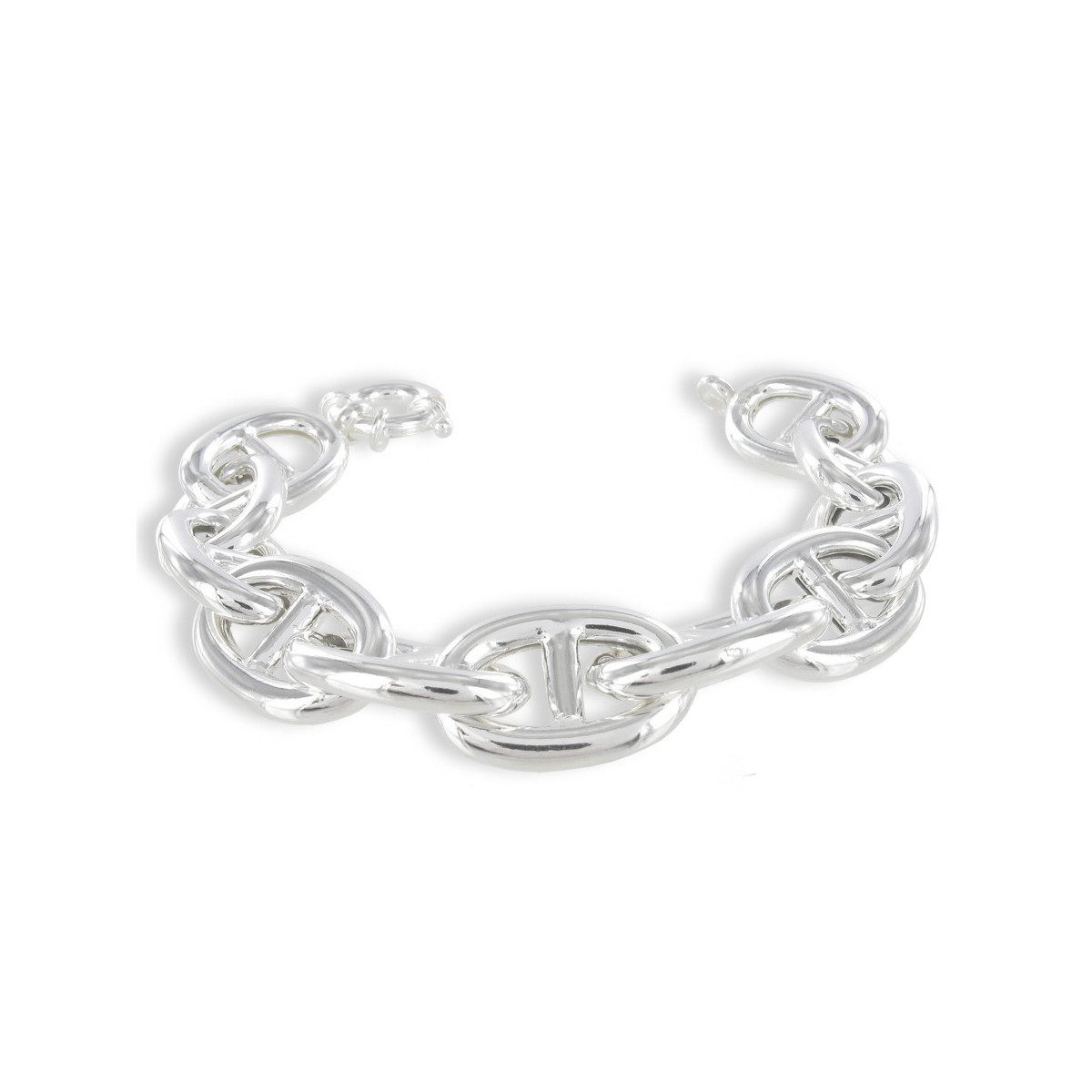 PULSERA PLATA ARGOLLAS BARCO