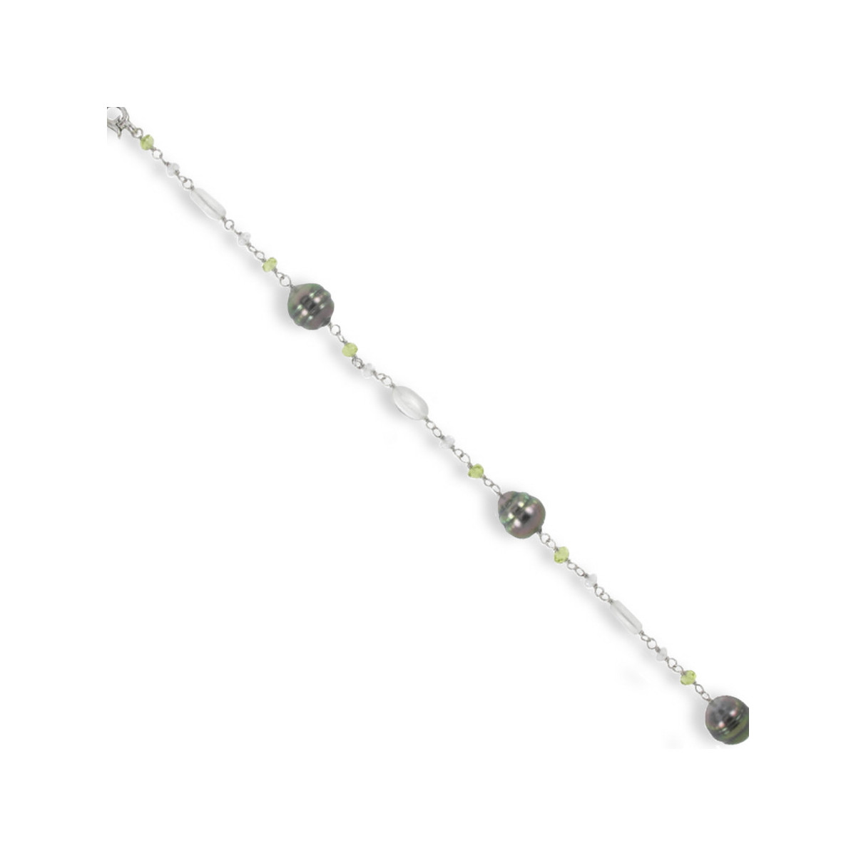 PULSERA PLATA PERLAS Y PIEDRAS