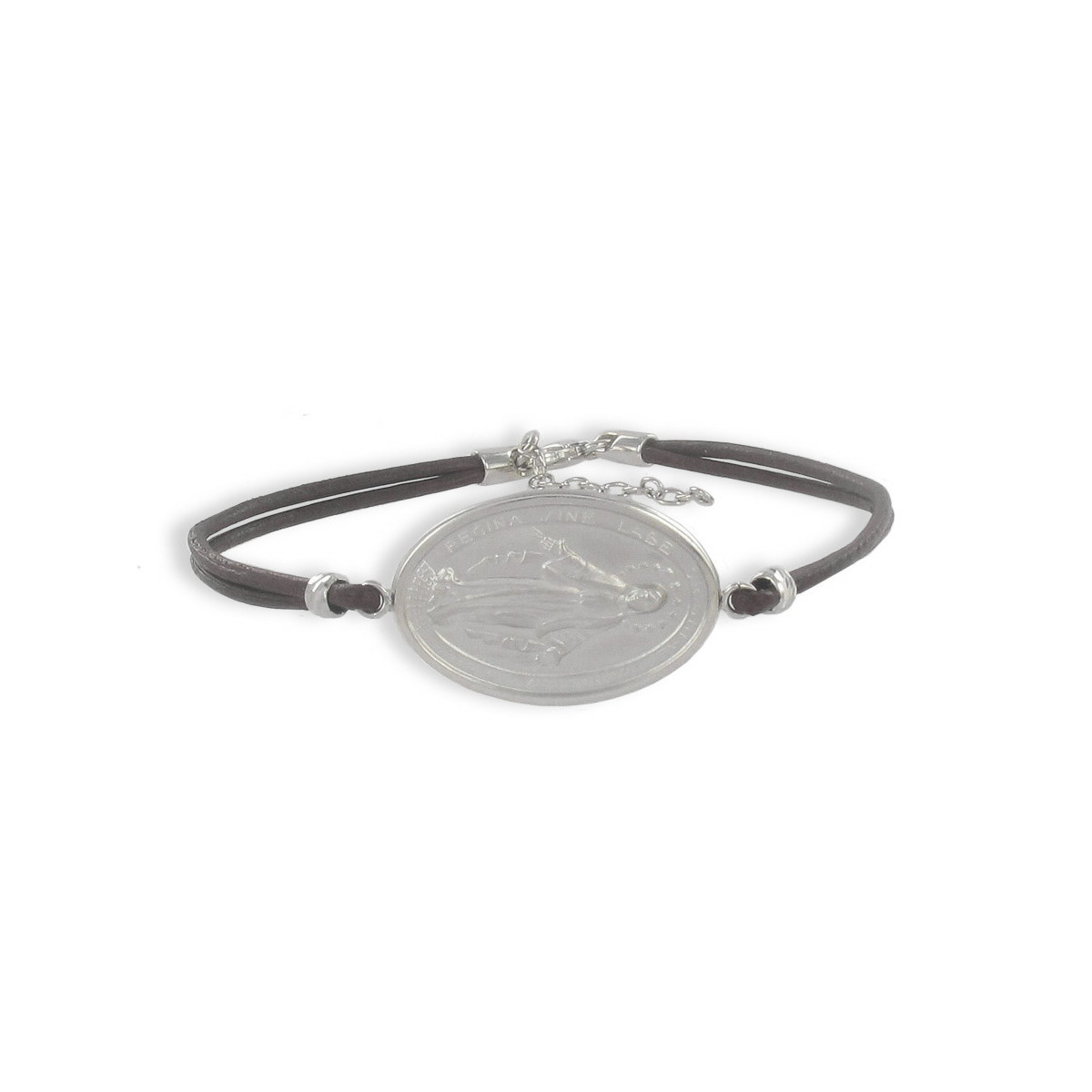 PULSERA CUERO MEDALLA VIRGEN MILAGROSA