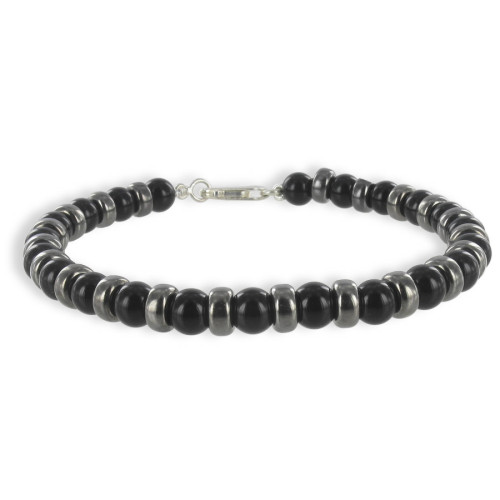 PULSERA BOLAS AGATA NEGRA