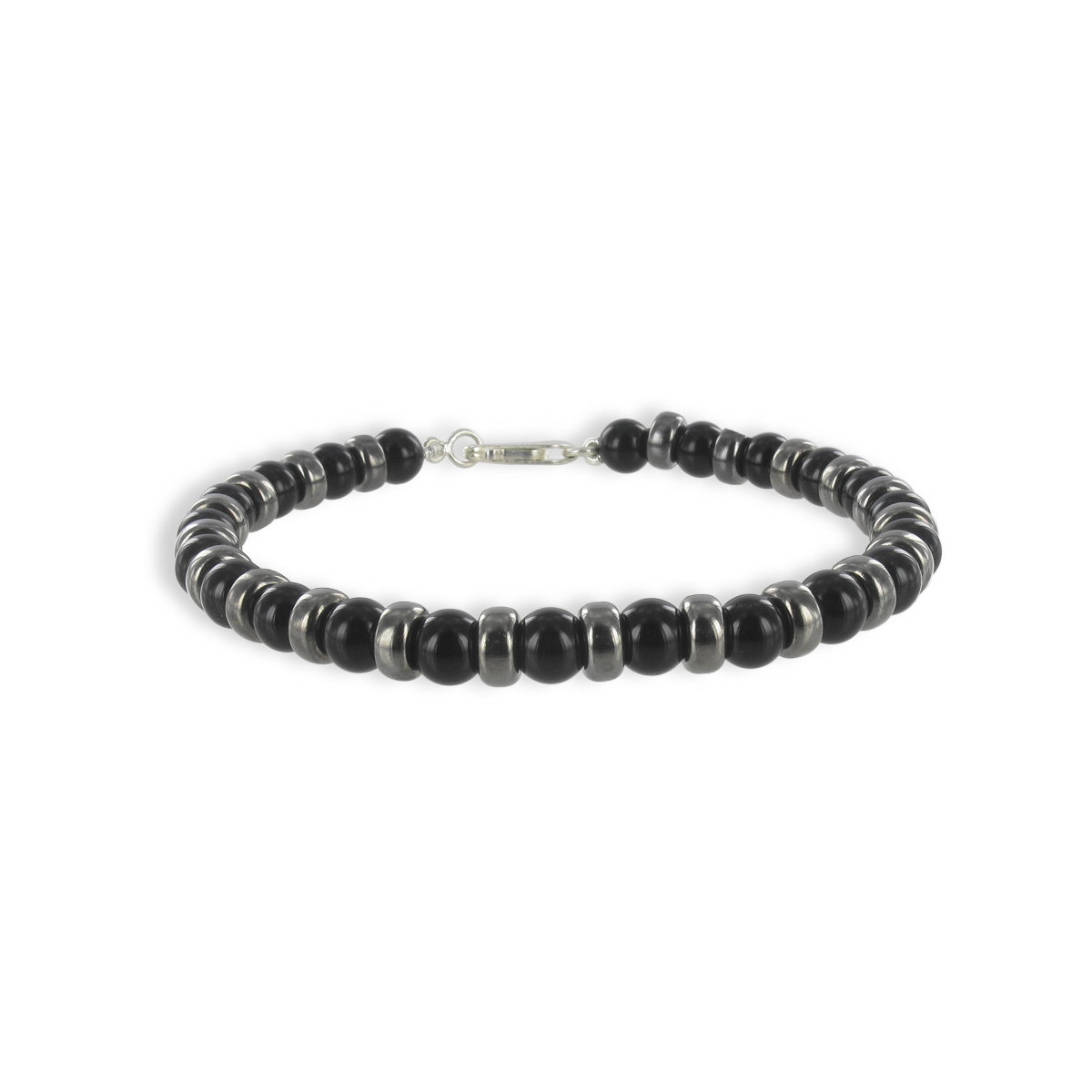 PULSERA BOLAS AGATA NEGRA