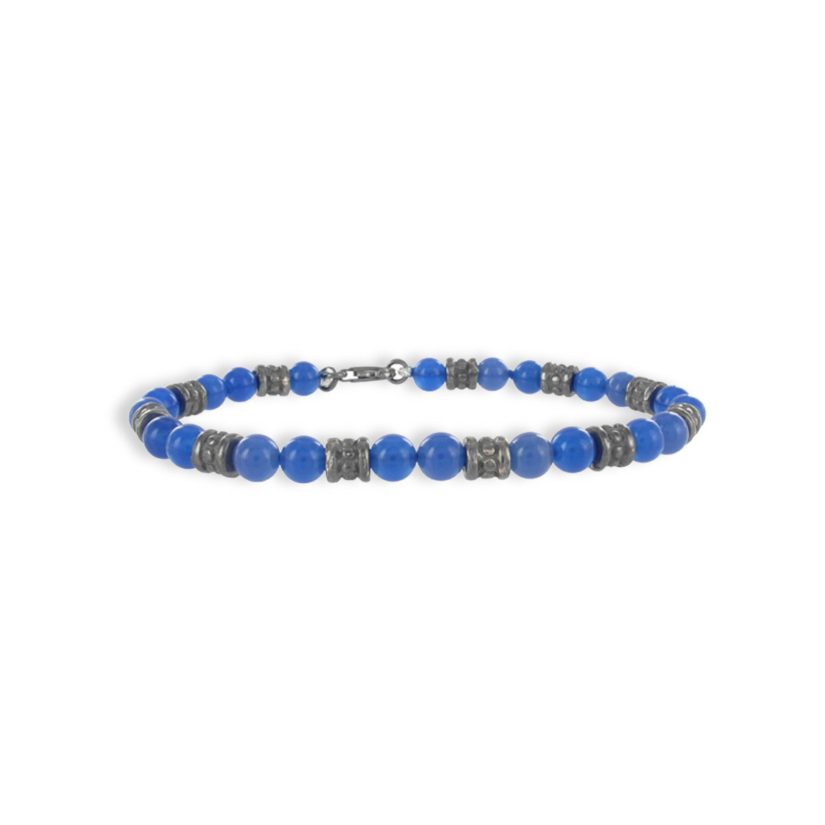 PULSERA BOLAS AGATA AZUL