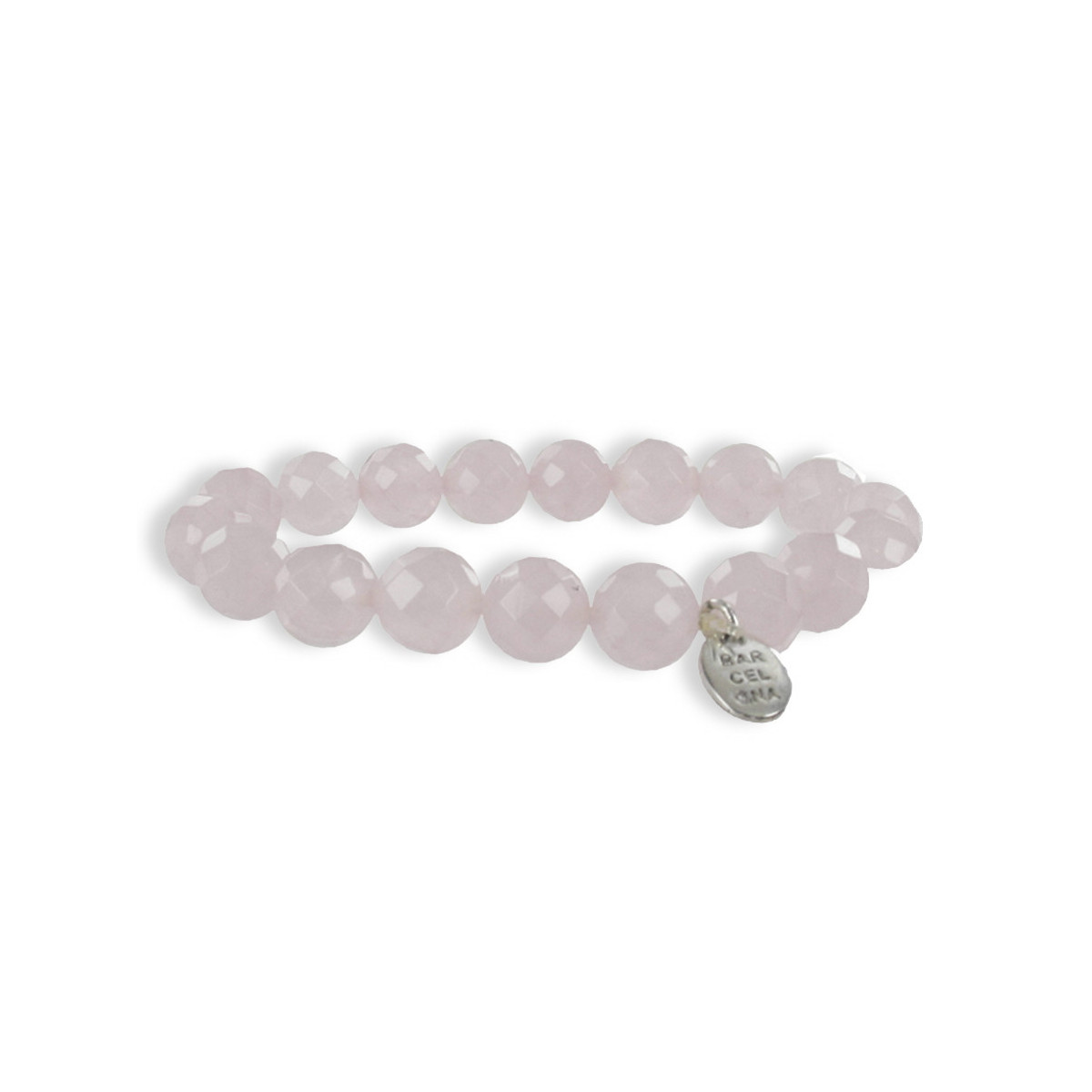 PULSERA BOLAS 10 MM CUARZO ROSA