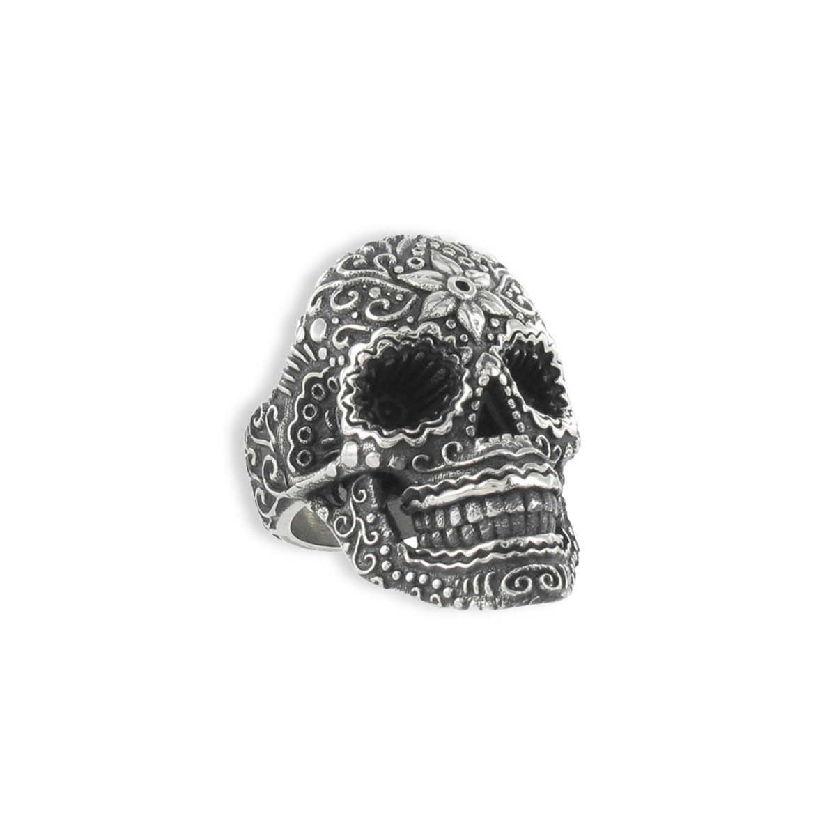 ANILLO CALAVERA GRABADA