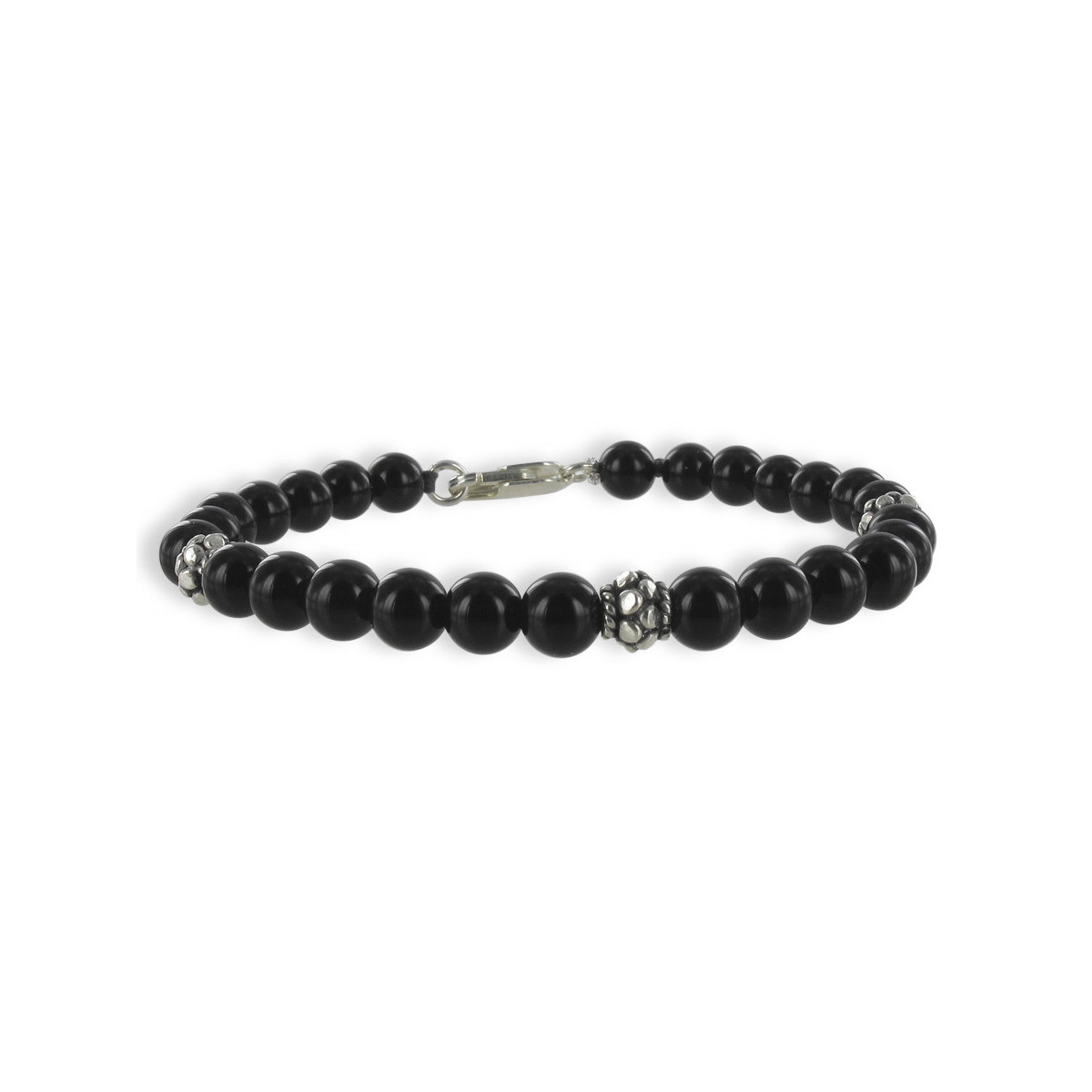 PULSERA BOLAS ONIX 6 MM